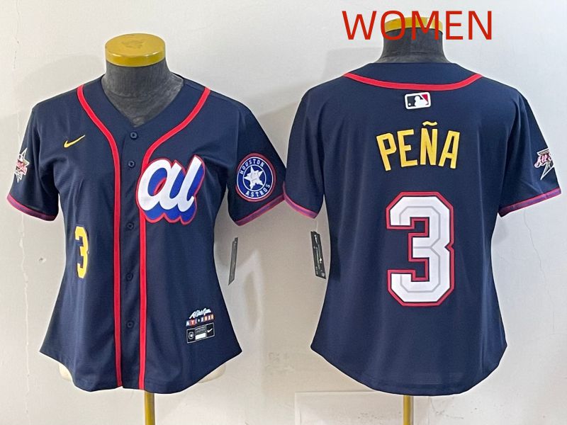 Women 2025 Houston Astros #3 Pena Drak Blue All star Nike MLB Jersey style 12->youth mlb jersey->Youth Jersey